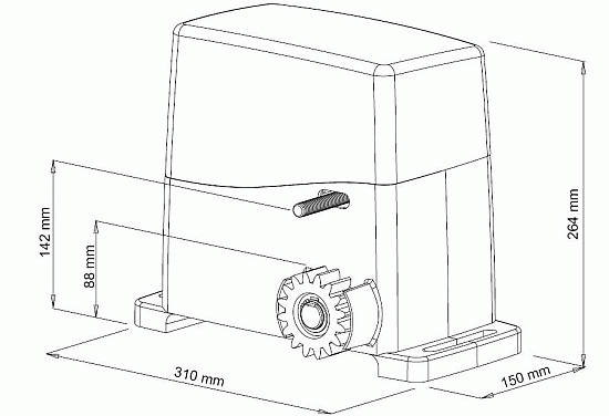 Διαστάσεις μηχανισμού SL1600 για συρόμενες πόρτες